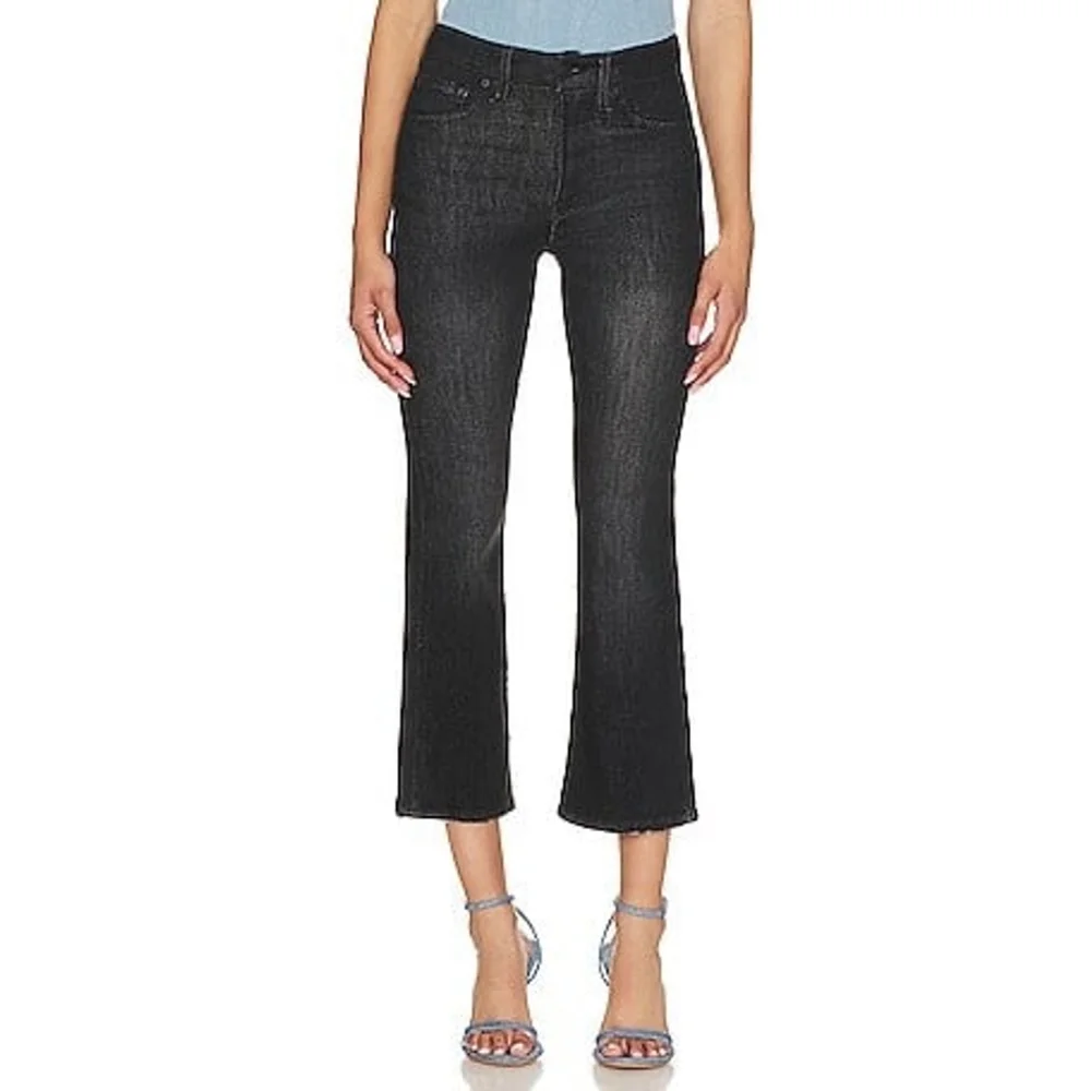 NWT GOOD AMERICAN Good Legs Black Crop Mini Boot Jeans - Picture 1 of 8